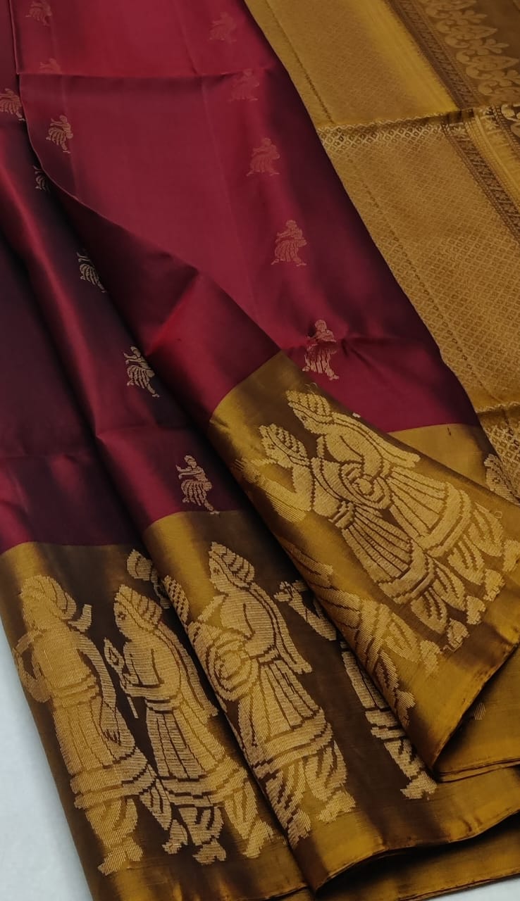 Handloom Silk Saree - Fancy Stripes with Small Zari Border - 1908