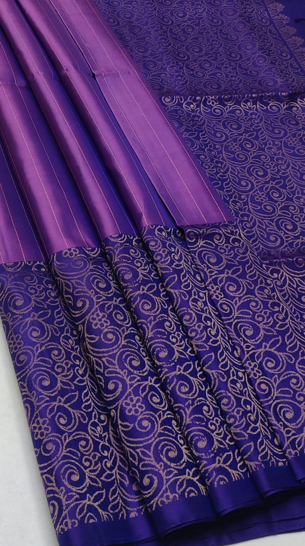 Handloom Silk Saree - Fancy Stripes with Small Zari Border - 1910