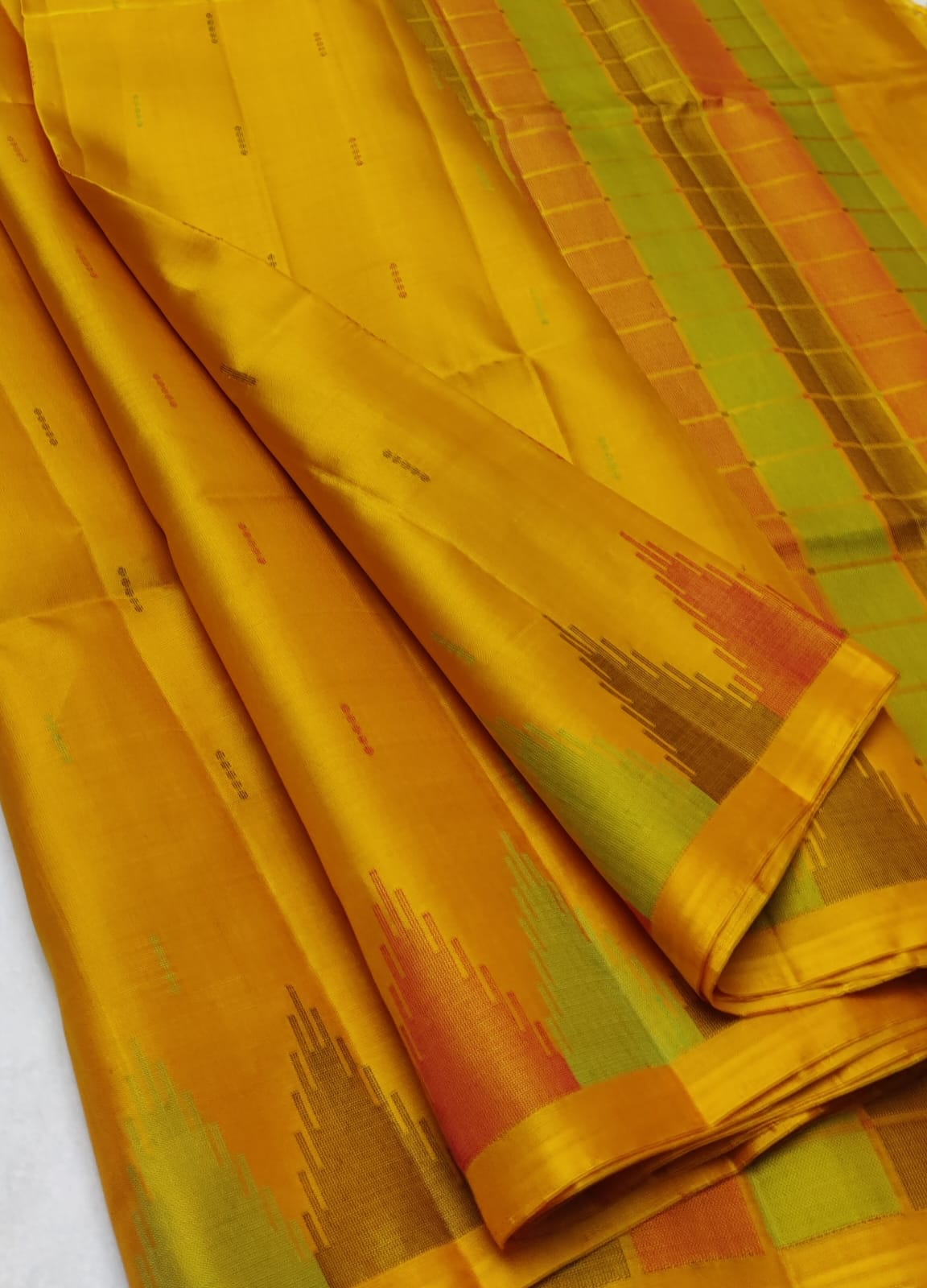 Handloom Silk Saree - Dupeyarn Weaving with Korvai Border - - 2032