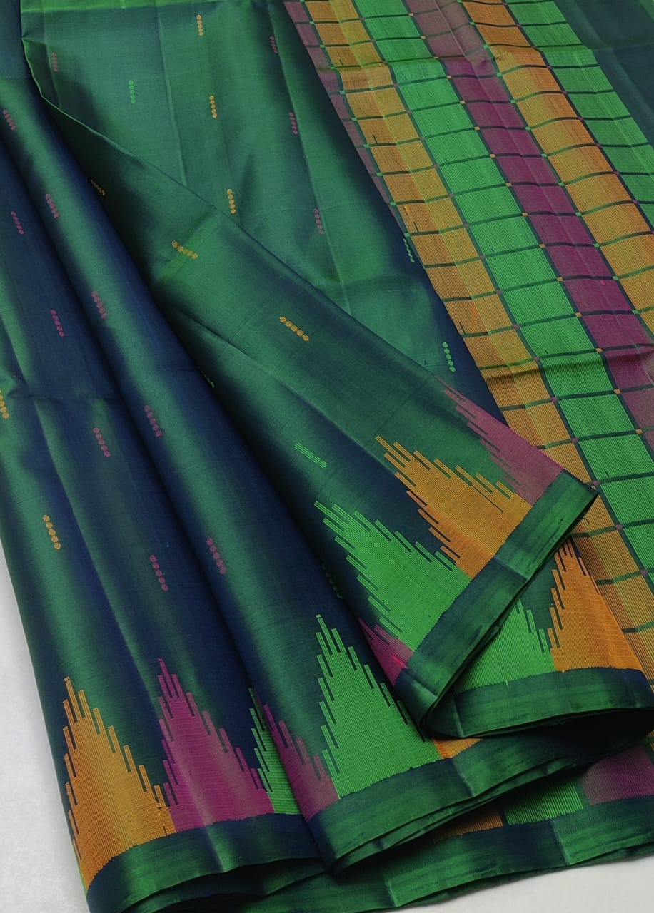 Handloom Silk Saree - Dupeyarn Weaving with Korvai Border - 2040