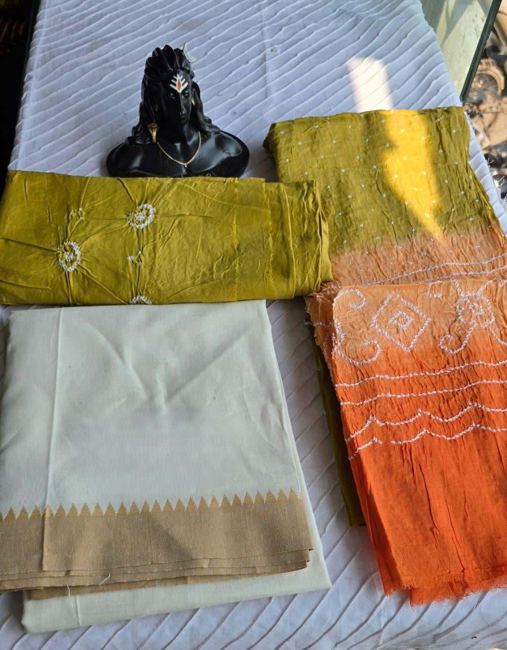 Cotton Kurta Set with Bandhani Salwar & Dupatta - 2208