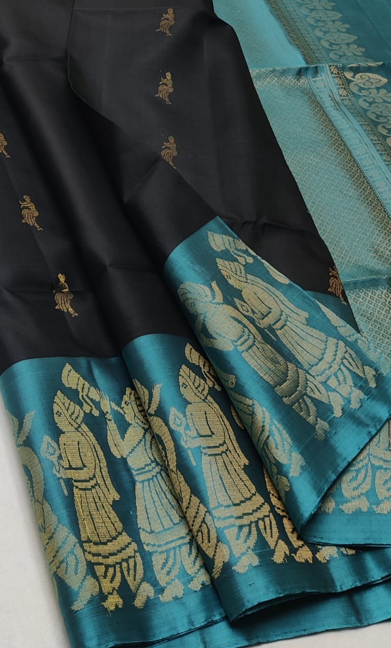 Handloom Silk Saree - Fancy Stripes with Small Zari Border - 1903