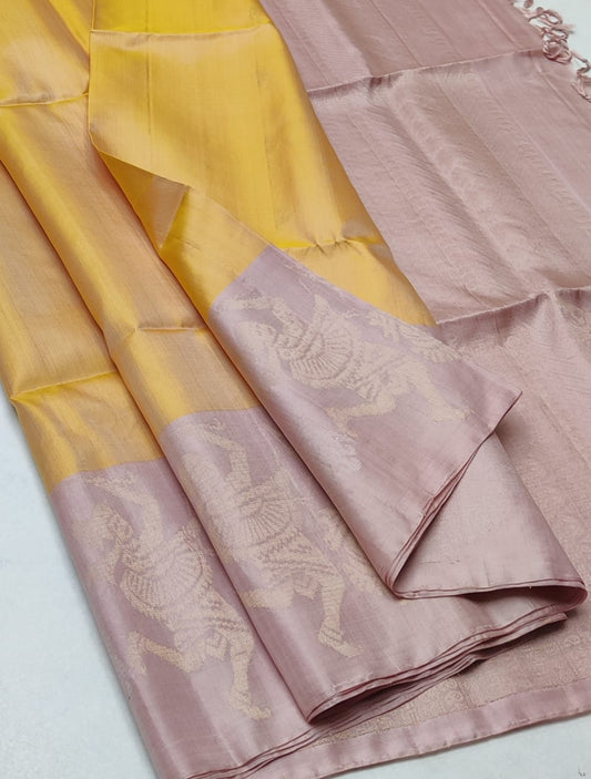 Handloom Silk Saree - Fancy Stripes with Small Zari Border - 1907