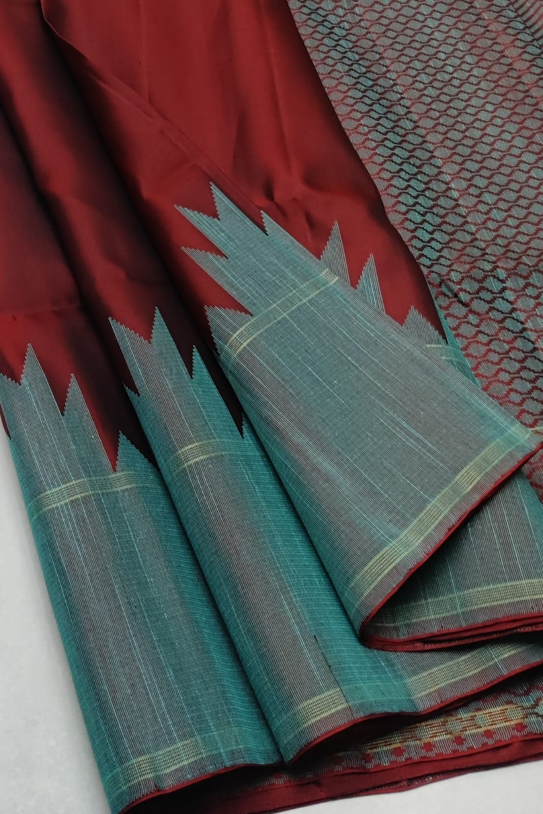 Handloom Silk Saree -  Dupeyarn Weaving with Korvai Border - - 2039