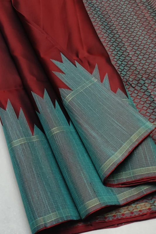 Handloom Silk Saree -  Dupeyarn Weaving with Korvai Border - - 2039