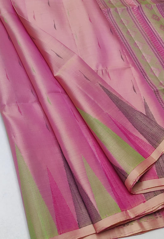 Handloom Silk Saree -  Dupeyarn Weaving with Korvai Border - - 2034