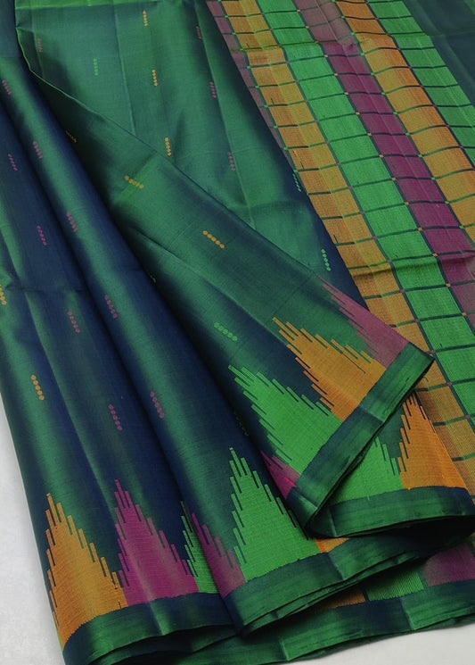 Handloom Silk Saree -  Dupeyarn Weaving with Korvai Border - 2040