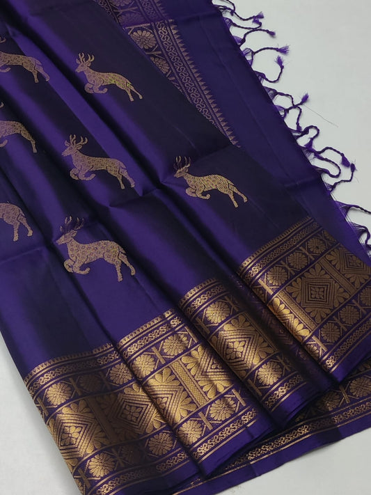 Handloom Silk Saree - Traditional Border - 1990