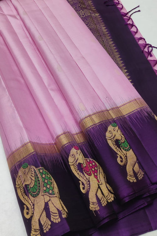 Handloom Silk Saree - Side Korvai Butta with Meena Work - 2041
