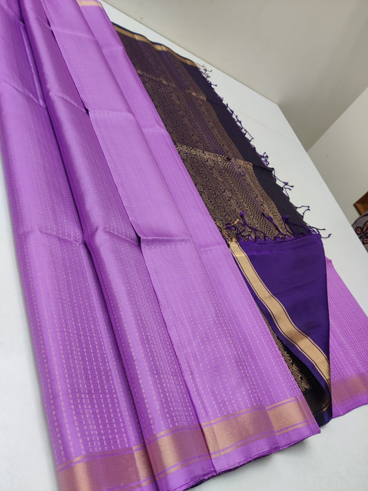 Handloom Silk Saree - Fancy Stripes with Small Zari Border - 1941
