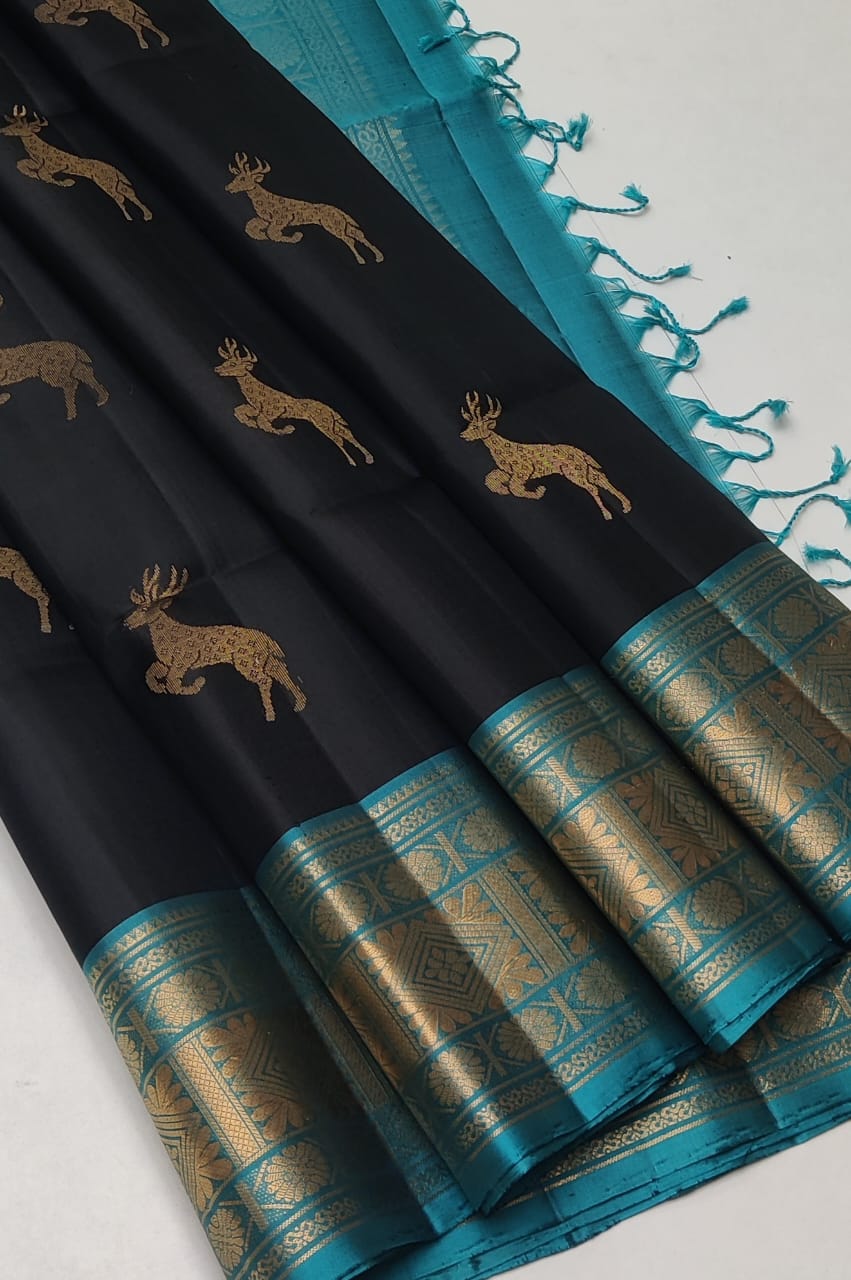 Handloom Silk Saree with Traditional Border - 2056
