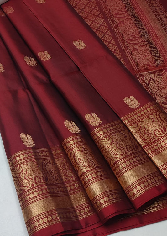 Handloom Silk Saree with Traditional Border - 2061